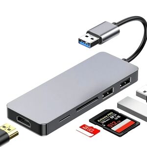 Silver USB Hub with Multiport Connectivity